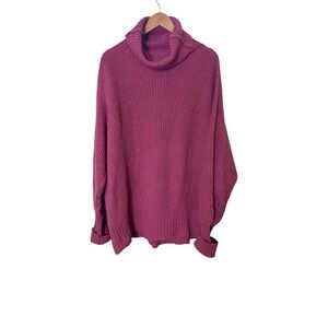 Free People Raspberry Oversized Turtleneck Sweater Size medium